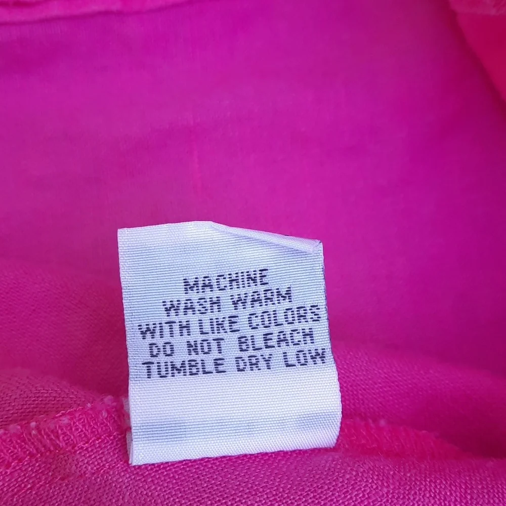 Habitat Pink 100%Linen Button Down Shirt 3/4 Sleeve Size Large